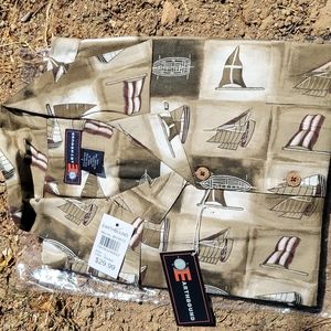 NWT Hawaiian Sailboats Khaki Shirt by Earthbound sz Large